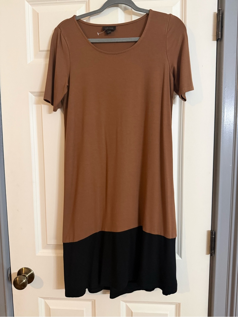 J. Jill Brown and Black Colorblock Midi Dress